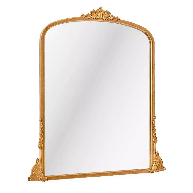 Specchio da parete decorativo in metallo dorato antico "Arco" 23" x 29.5" - Ispirazione barocca, nessun assemblaggio richiesto