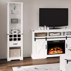 Armadio contenitore alto 190 cm con luce LED, mobile dispensa in stile rustico con ripiani regolabili in vetro temperato, scaffale portabottiglie
