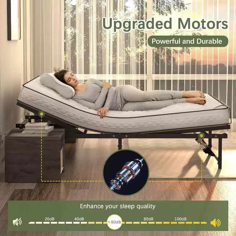 Base letto regolabile Sandinrayli, struttura letto elettrica con telecomando a filo, funzione ergonomica di inclinazione testa e piedi, King