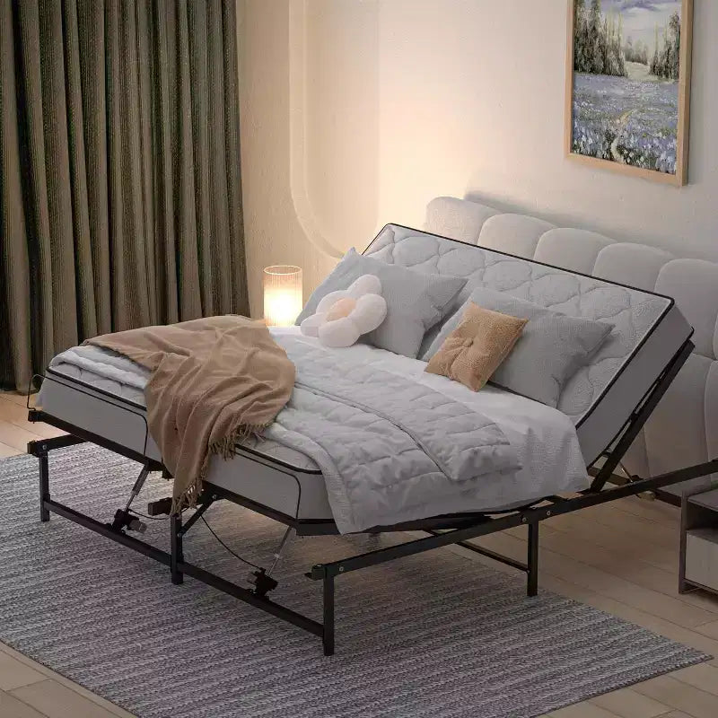 Base letto regolabile Sandinrayli, struttura letto elettrica con telecomando a filo, funzione ergonomica di inclinazione testa e piedi, King