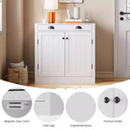 Madia/Credenza Bianca, Mobile Caffè in Legno con Cassetto, Ripiano Regolabile, Armadietti Contenitori Stile Rustico