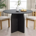 PexFix 42 x 42 Solid Wood Round Dining Table with Black Finish and Elegant Arched Legs for Modern Dining Rooms & Kitchens