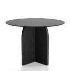 PexFix Tavolo da pranzo rotondo in legno massello 42 x 42 con finitura nera ed eleganti gambe ad arco per sale da pranzo e cucine moderne
