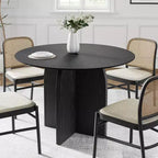 PexFix Tavolo da pranzo rotondo in legno massello 42 x 42 con finitura nera ed eleganti gambe ad arco per sale da pranzo e cucine moderne
