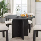 PexFix Tavolo da pranzo rotondo in legno massello 42 x 42 con finitura nera ed eleganti gambe ad arco per sale da pranzo e cucine moderne