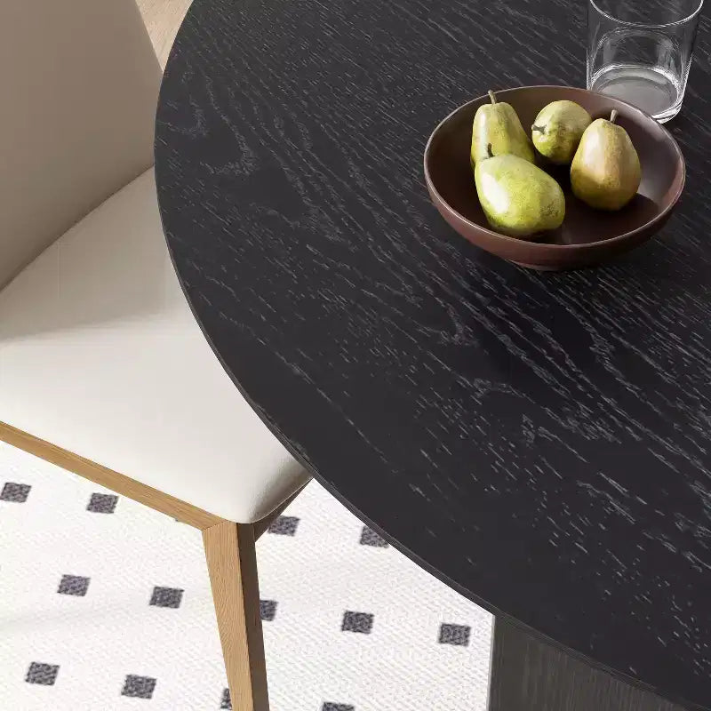PexFix Tavolo da pranzo rotondo in legno massello 42 x 42 con finitura nera ed eleganti gambe ad arco per sale da pranzo e cucine moderne