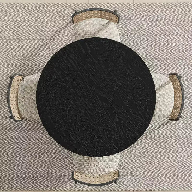 PexFix Tavolo da pranzo rotondo in legno massello 42 x 42 con finitura nera ed eleganti gambe ad arco per sale da pranzo e cucine moderne