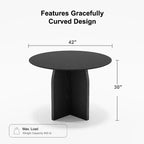 PexFix Tavolo da pranzo rotondo in legno massello 42 x 42 con finitura nera ed eleganti gambe ad arco per sale da pranzo e cucine moderne