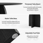 PexFix Tavolo da pranzo rotondo in legno massello 42 x 42 con finitura nera ed eleganti gambe ad arco per sale da pranzo e cucine moderne
