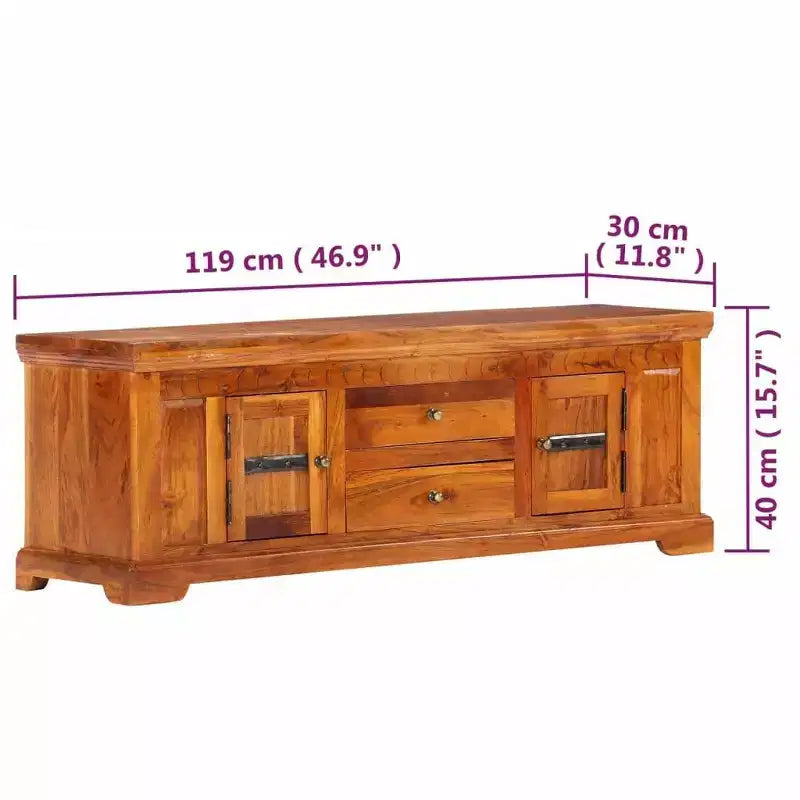 Mobile TV Miele in Legno Massello di Acacia, Legno Ingegnerizzato Medio