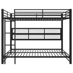 Letto a castello Queen con letto inferiore Queen in metallo con armadietti portaoggetti e LED, nero