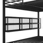 Letto a castello Queen con letto inferiore Queen in metallo con armadietti portaoggetti e LED, nero