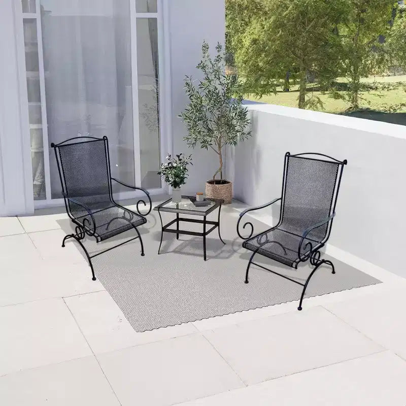 Poltrone a dondolo girevoli in rete d'acciaio per patio moderno Uptown, sedie da giardino, 2 pezzi, nere