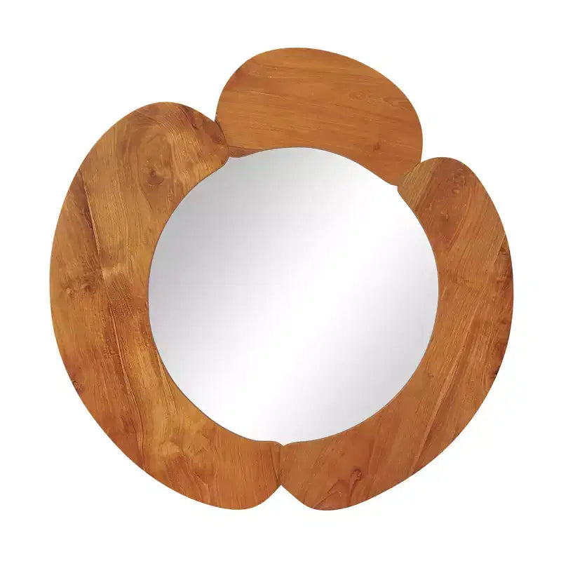 Specchio da parete irregolare 29 pollici, specchio da bagno rustico da appendere con cornice in legno di teak