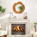 Specchio da parete irregolare 29 pollici, specchio da bagno rustico da appendere con cornice in legno di teak