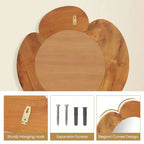 Specchio da parete irregolare 29 pollici, specchio da bagno rustico da appendere con cornice in legno di teak