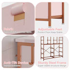 Comò a 12 cassetti con tasca laterale, telaio in acciaio, piano in legno per camera da letto, cameretta, armadio, ingresso