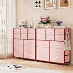 Comò a 12 cassetti con tasca laterale, telaio in acciaio, piano in legno per camera da letto, cameretta, armadio, ingresso