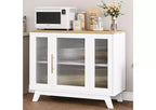 Madia Buffet da 36" con Ante in Vetro Scanalato, Ripiano Regolabile, Mobile Contenitore Moderno per Caffè, per Cucina Sala da Pranzo