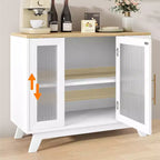 Madia Buffet da 36" con Ante in Vetro Scanalato, Ripiano Regolabile, Mobile Contenitore Moderno per Caffè, per Cucina Sala da Pranzo