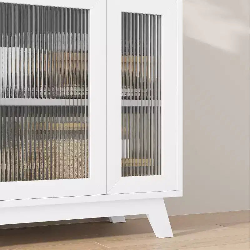 Madia Buffet da 36" con Ante in Vetro Scanalato, Ripiano Regolabile, Mobile Contenitore Moderno per Caffè, per Cucina Sala da Pranzo