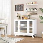 Madia Buffet da 36" con Ante in Vetro Scanalato, Ripiano Regolabile, Mobile Contenitore Moderno per Caffè, per Cucina Sala da Pranzo