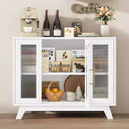 Madia Buffet da 36" con Ante in Vetro Scanalato, Ripiano Regolabile, Mobile Contenitore Moderno per Caffè, per Cucina Sala da Pranzo