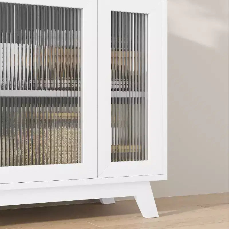 Madia Buffet da 36" con Ante in Vetro Scanalato, Ripiano Regolabile, Mobile Contenitore Moderno per Caffè, per Cucina Sala da Pranzo