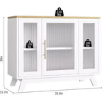 Madia Buffet da 36" con Ante in Vetro Scanalato, Ripiano Regolabile, Mobile Contenitore Moderno per Caffè, per Cucina Sala da Pranzo