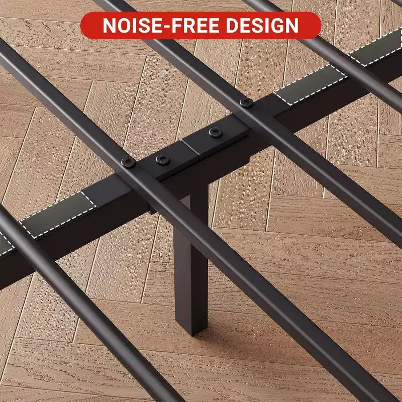Struttura Letto Vintage Industriale con Testiera in Legno Rustico, 14 Spazi Contenitori Sotto il Letto, Nessuna Rete a Molle Necessaria, Facile da Montare