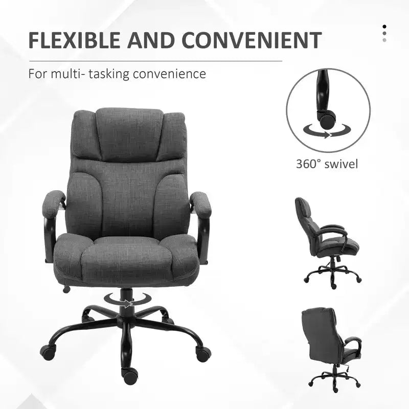 Sedia Comoda Extra Larga con Altezza Regolabile, Sedia da Ufficio Ergonomica con Braccioli Imbottiti, Sedia Criss Cross per Casa, Ufficio
