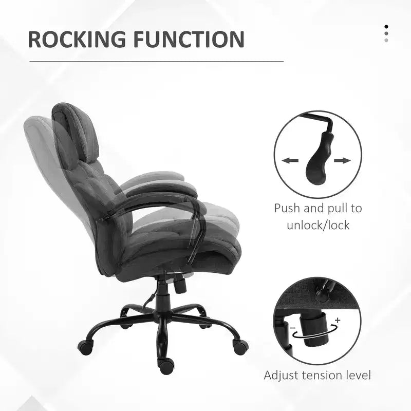 Sedia Comoda Extra Larga con Altezza Regolabile, Sedia da Ufficio Ergonomica con Braccioli Imbottiti, Sedia Criss Cross per Casa, Ufficio