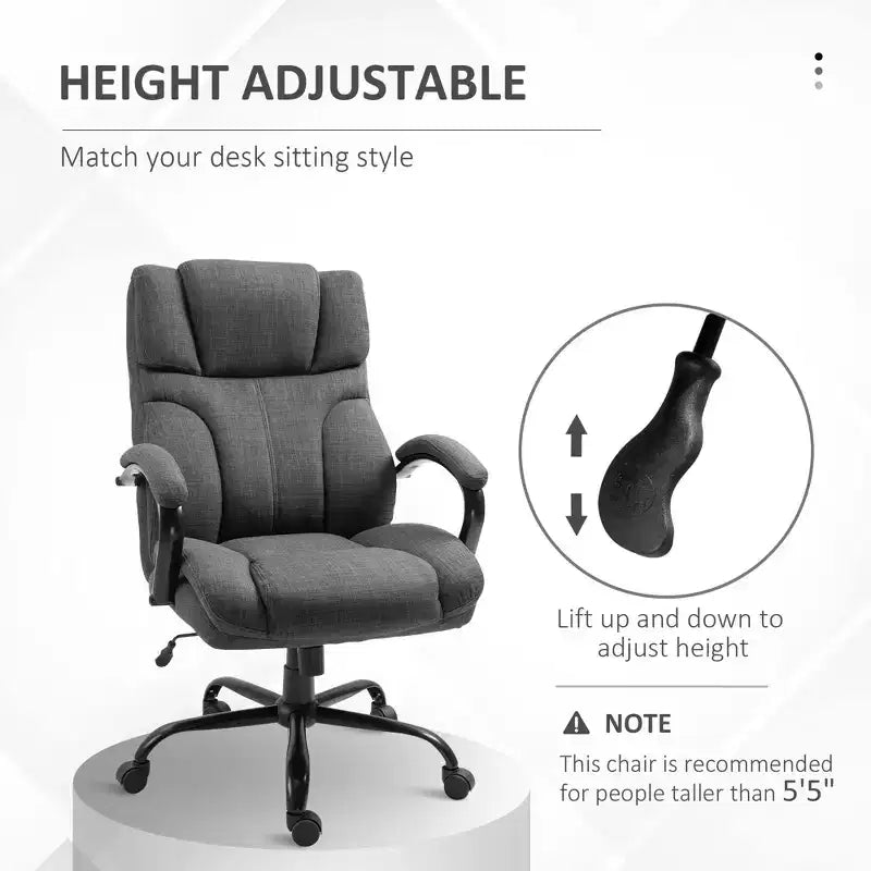 Sedia Comoda Extra Larga con Altezza Regolabile, Sedia da Ufficio Ergonomica con Braccioli Imbottiti, Sedia Criss Cross per Casa, Ufficio