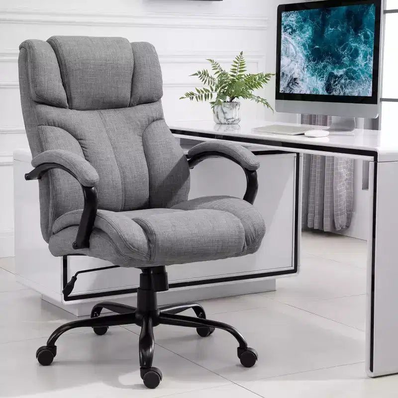 Sedia Comoda Extra Larga con Altezza Regolabile, Sedia da Ufficio Ergonomica con Braccioli Imbottiti, Sedia Criss Cross per Casa, Ufficio