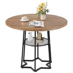COZONY Round Dining Table for 4, 38.6 Farmhouse Kitchen Table with Wood Top & Metal Base, Storage Shelf, Rustic Dining Room Table (Table Only)