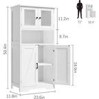 Mobile contenitore da 137 cm in stile rustico con ante in vetro, ripiani regolabili, dispensa a colonna autoportante per cucina, bagno, soggiorno