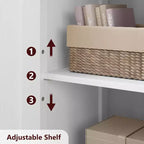 Mobile contenitore da 137 cm in stile rustico con ante in vetro, ripiani regolabili, dispensa a colonna autoportante per cucina, bagno, soggiorno