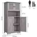 Mobile contenitore da 137 cm in stile rustico con ante in vetro, ripiani regolabili, dispensa a colonna autoportante per cucina, bagno, soggiorno