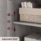 Mobile contenitore da 137 cm in stile rustico con ante in vetro, ripiani regolabili, dispensa a colonna autoportante per cucina, bagno, soggiorno
