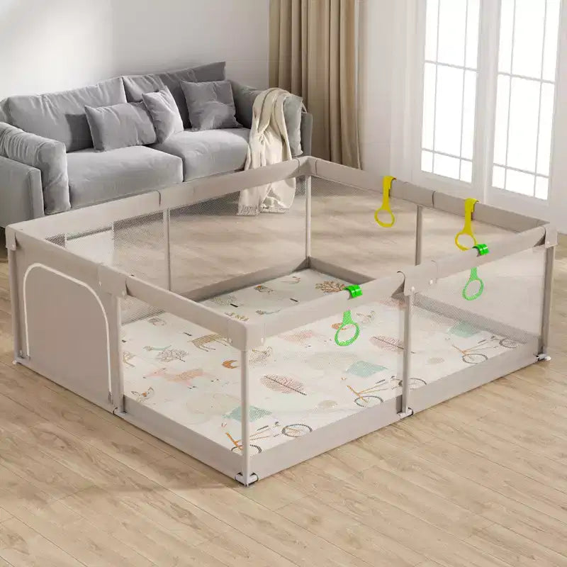 Box per bambini con tappetino 150x180 cm, recinzione di sicurezza, centro attività per neonati e bambini piccoli, da interno ed esterno