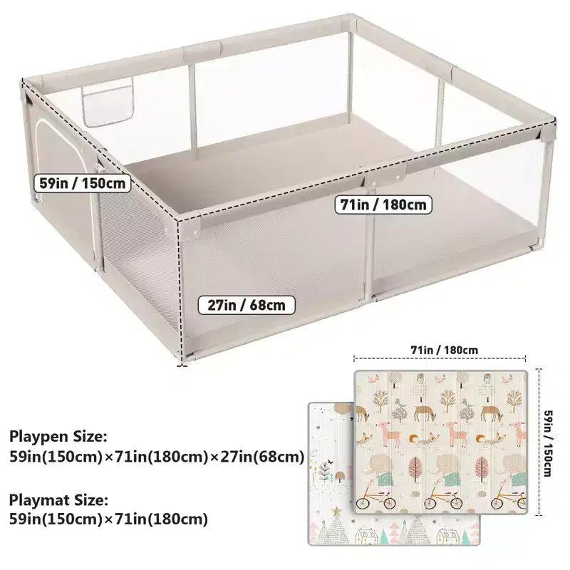 Box per bambini con tappetino 150x180 cm, recinzione di sicurezza, centro attività per neonati e bambini piccoli, da interno ed esterno