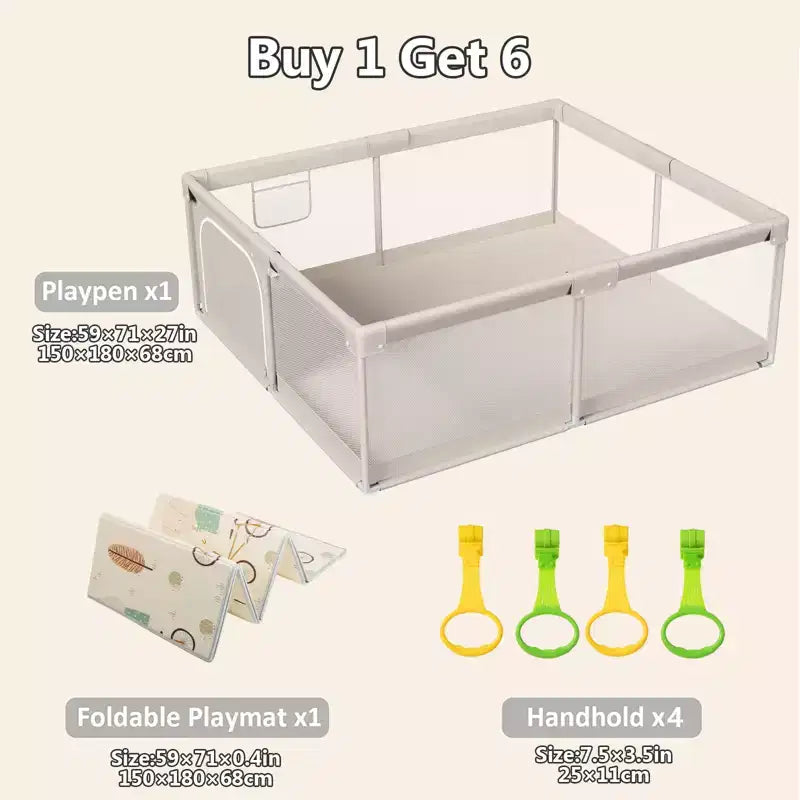 Box per bambini con tappetino 150x180 cm, recinzione di sicurezza, centro attività per neonati e bambini piccoli, da interno ed esterno