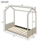 Letto a casetta in velluto con struttura a piattaforma, una piazza e mezza/matrimoniale, colore beige - ModernLuxe
