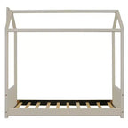 Letto a casetta in velluto con struttura a piattaforma, una piazza e mezza/matrimoniale, colore beige - ModernLuxe