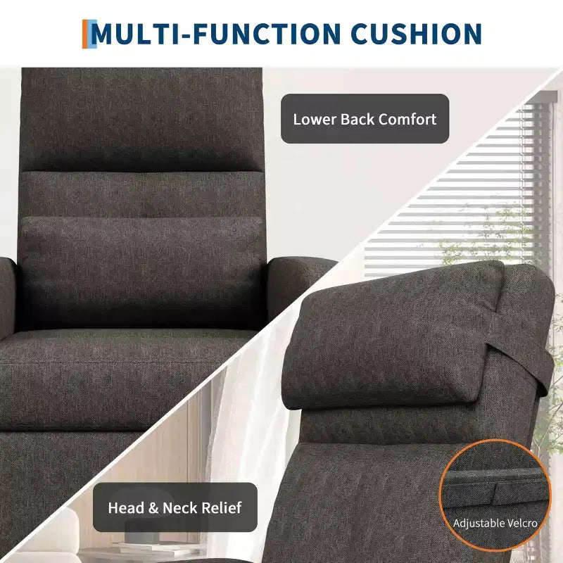 Poltrona Reclinabile Elettrica, Divano Singolo Ergonomico in Lino con Sedile Imbottito e 2 Tasche Laterali, Reclinabile Elettrico Regolabile per Soggiorno, Camera da Letto