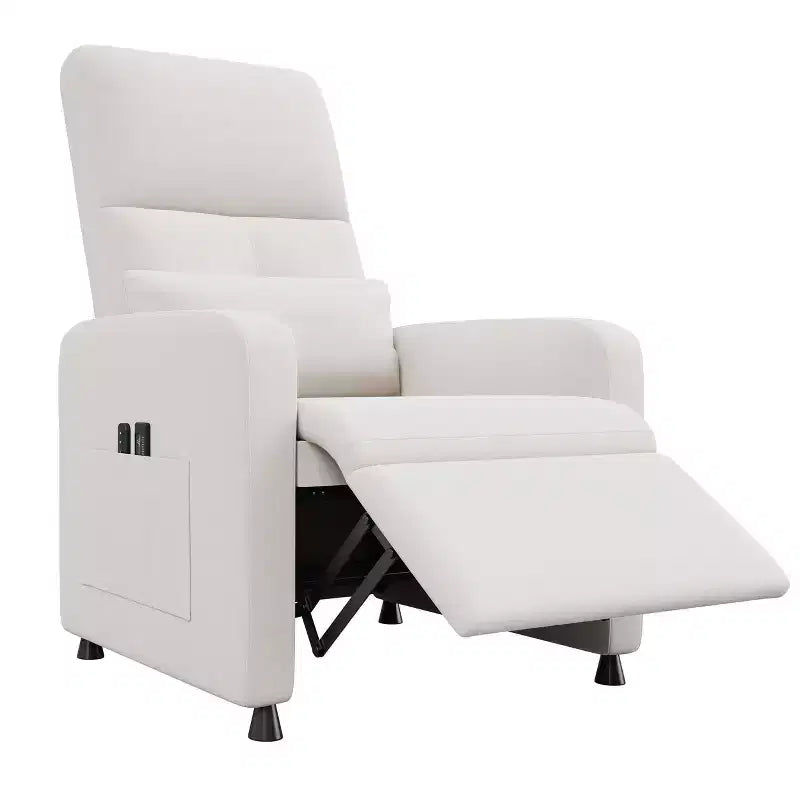 Poltrona Reclinabile Elettrica, Divano Singolo Ergonomico in Lino con Sedile Imbottito e 2 Tasche Laterali, Reclinabile Elettrico Regolabile per Soggiorno, Camera da Letto