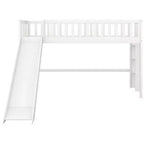 77,4IN Letto a soppalco per bambini singolo/matrimoniale con scivolo, letto singolo con ringhiera di sicurezza e scaletta, telai letto per cameretta bambini, sala giochi