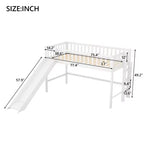 77,4IN Letto a soppalco per bambini singolo/matrimoniale con scivolo, letto singolo con ringhiera di sicurezza e scaletta, telai letto per cameretta bambini, sala giochi
