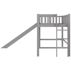 77,4IN Letto a soppalco per bambini singolo/matrimoniale con scivolo, letto singolo con ringhiera di sicurezza e scaletta, telai letto per cameretta bambini, sala giochi