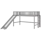 77,4IN Letto a soppalco per bambini singolo/matrimoniale con scivolo, letto singolo con ringhiera di sicurezza e scaletta, telai letto per cameretta bambini, sala giochi